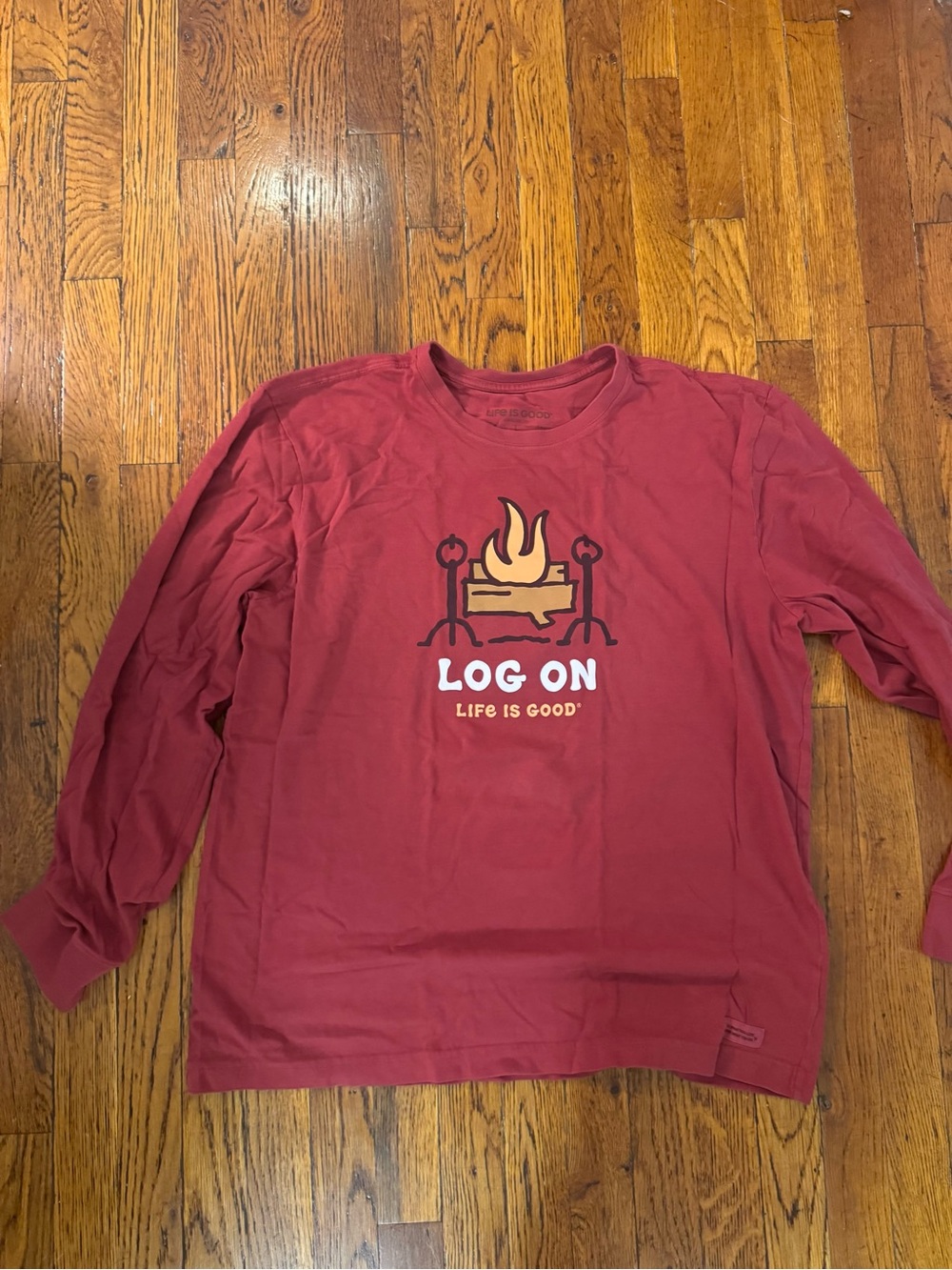 Life is Good men’s Long-Sleeve "Log On" Graphic Tee - Red
